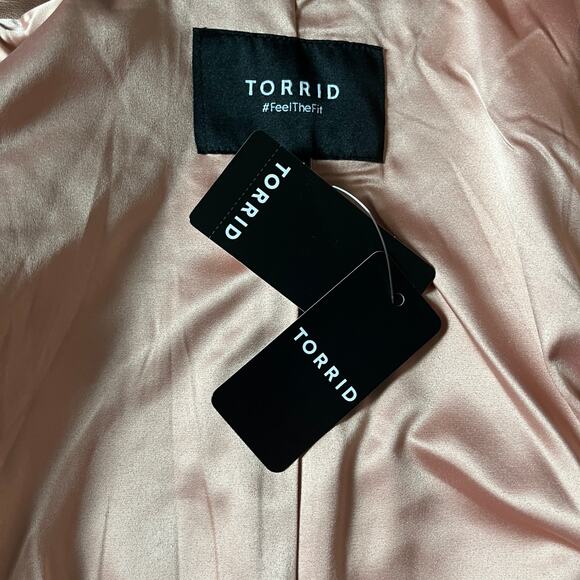 Torrid Rose Gold Jacket - Pink Metallic Zip Moto Faux Leather 0X Large Vegan - Picture 8 of 11